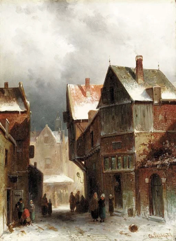 Charles Leickert - Cittadini su una strada innevata